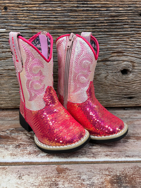 Infant and Childrens “Baby Barbie” Pink Sparkle Cowgirl Boots
