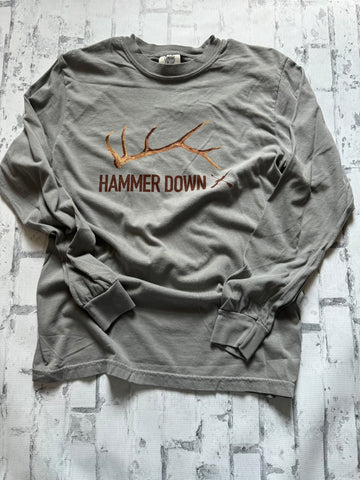 Hammer Down "Antler" Long Sleeve T-shirt - Grey