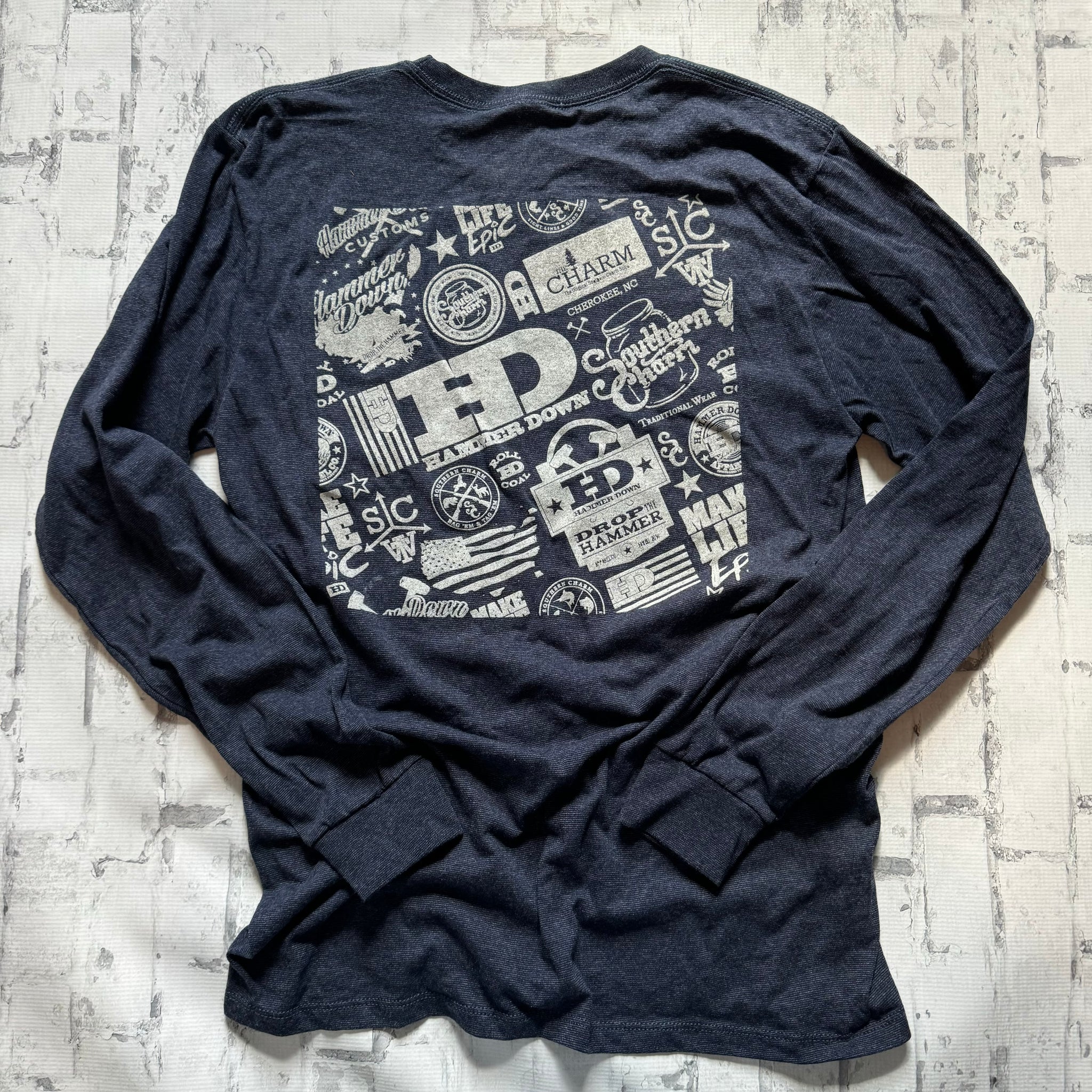 Hammer Down "Collage" Long Sleeve T-shirt - Navy