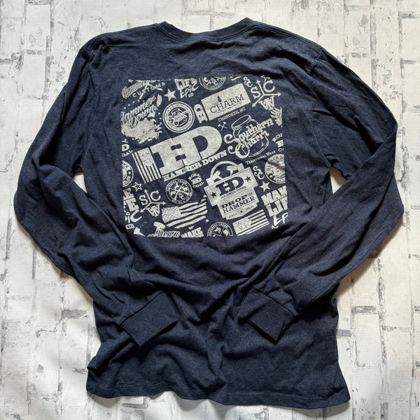 Hammer Down "Collage" Long Sleeve T-shirt - Navy