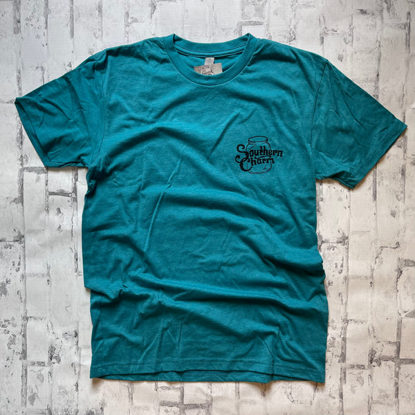 Southern Charm "Cow Original Circle" Short Sleeve T-shirt - Turquoise - Southern Charm "Shop The Charm"
