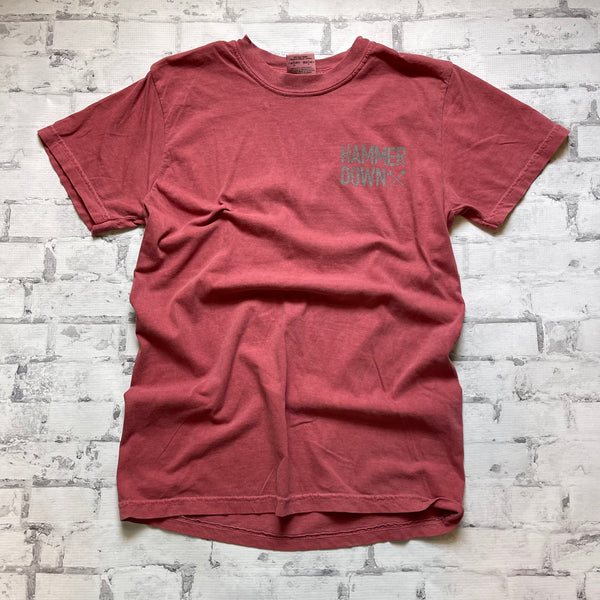Hammer Down "Two Row Camo Field Patch" Short Sleeve T-shirt - Crimson - Southern Charm "Shop The Charm"