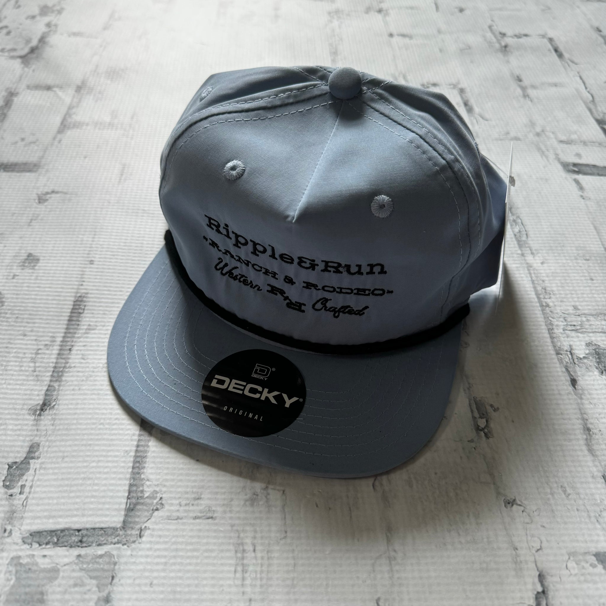 Ripple and Run “Lettering" Hat - Sky with Black Rope