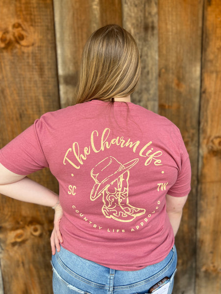 Southern Charm "Charm Life Cowgirl" Short Sleeve T-shirt - Mauve - Southern Charm "Shop The Charm"
