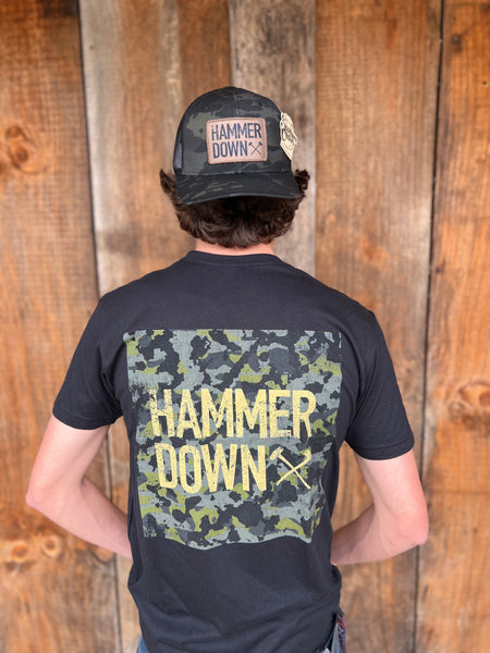 Hammer Down "Two Row Field Camo" Short Sleeve T-shirt - Black - Southern Charm "Shop The Charm"