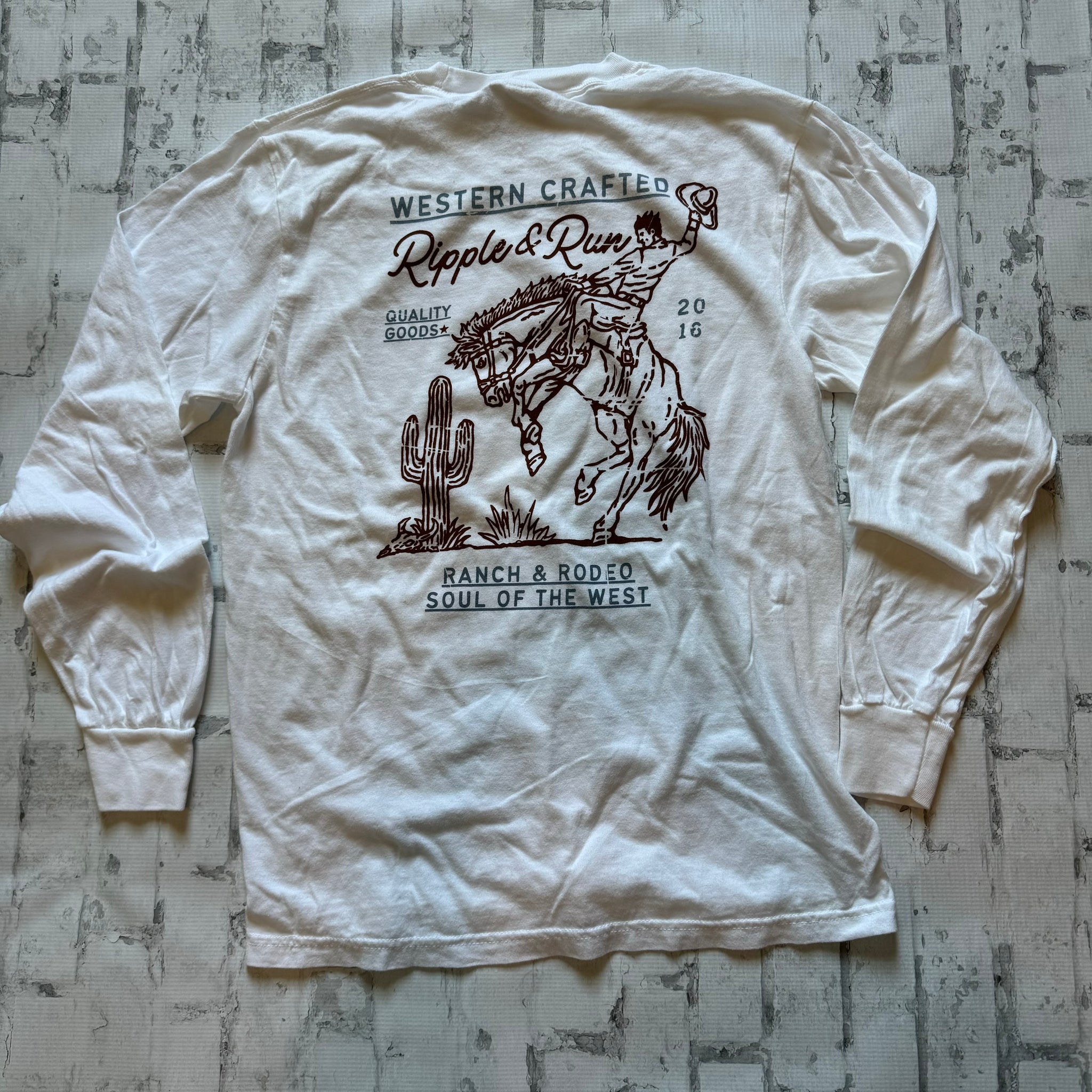 Ripple and Run "Rodeo" Long Sleeve T-shirt - White