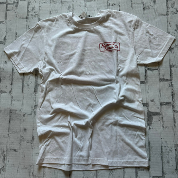 Hammer Down "Pin It Win It” Short Sleeve T-shirt - White
