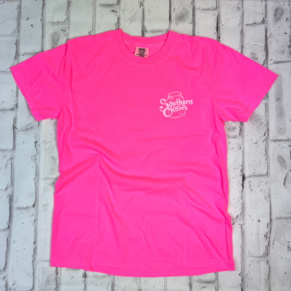 Southern Charm "Cheetah Circle" Short Sleeve T-shirt - Neon Pink